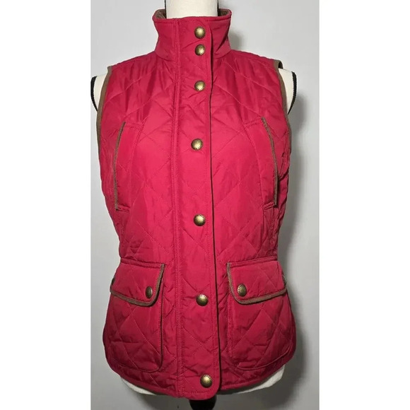 Lauren Ralph Lauren Women's Vest Quilted Square Red Pockets Zipper Front Small - Picture 2 of 8